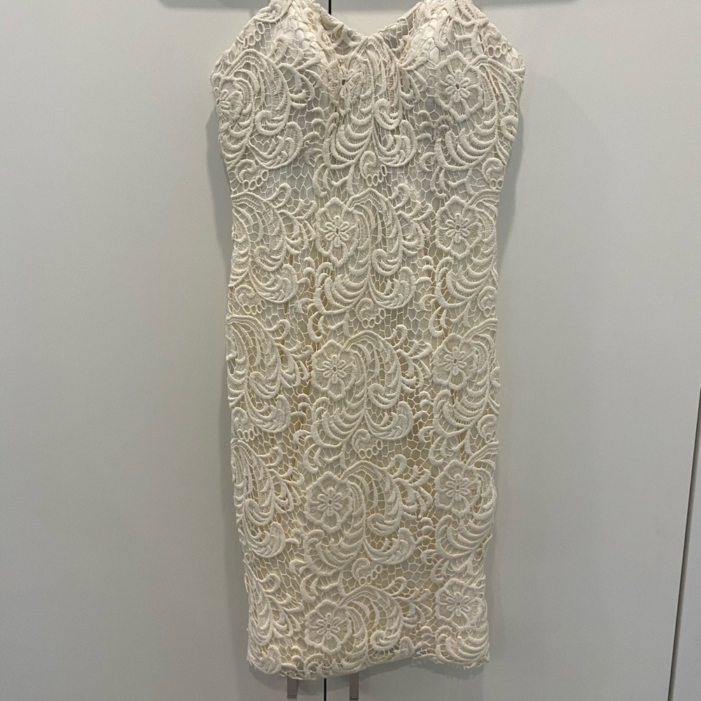 Theia White lace dress